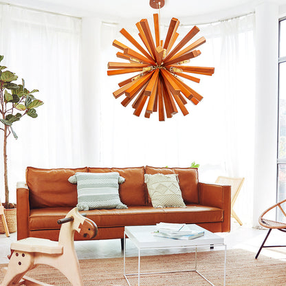 Solid Wood Starburst Chandelier