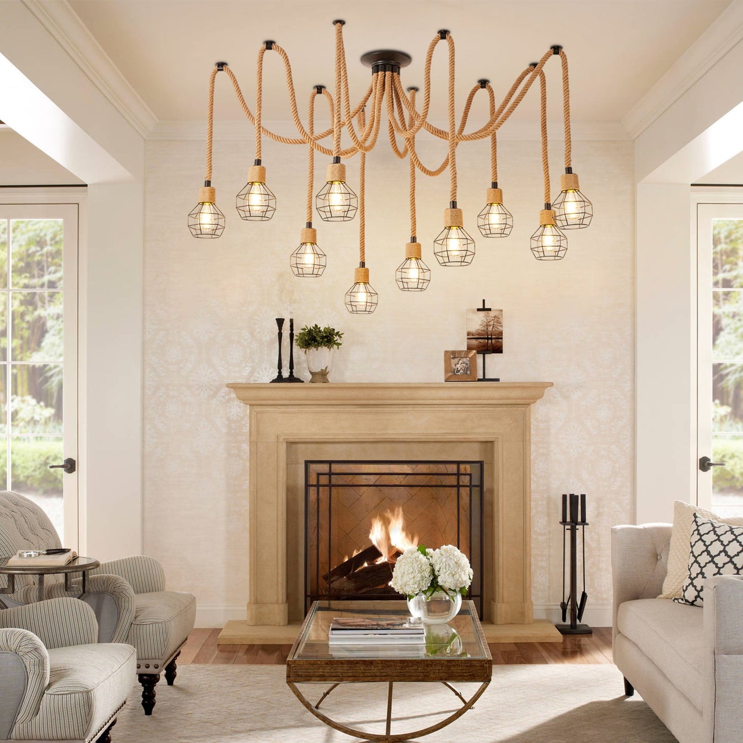 Hemp Rope Spider Chandelier