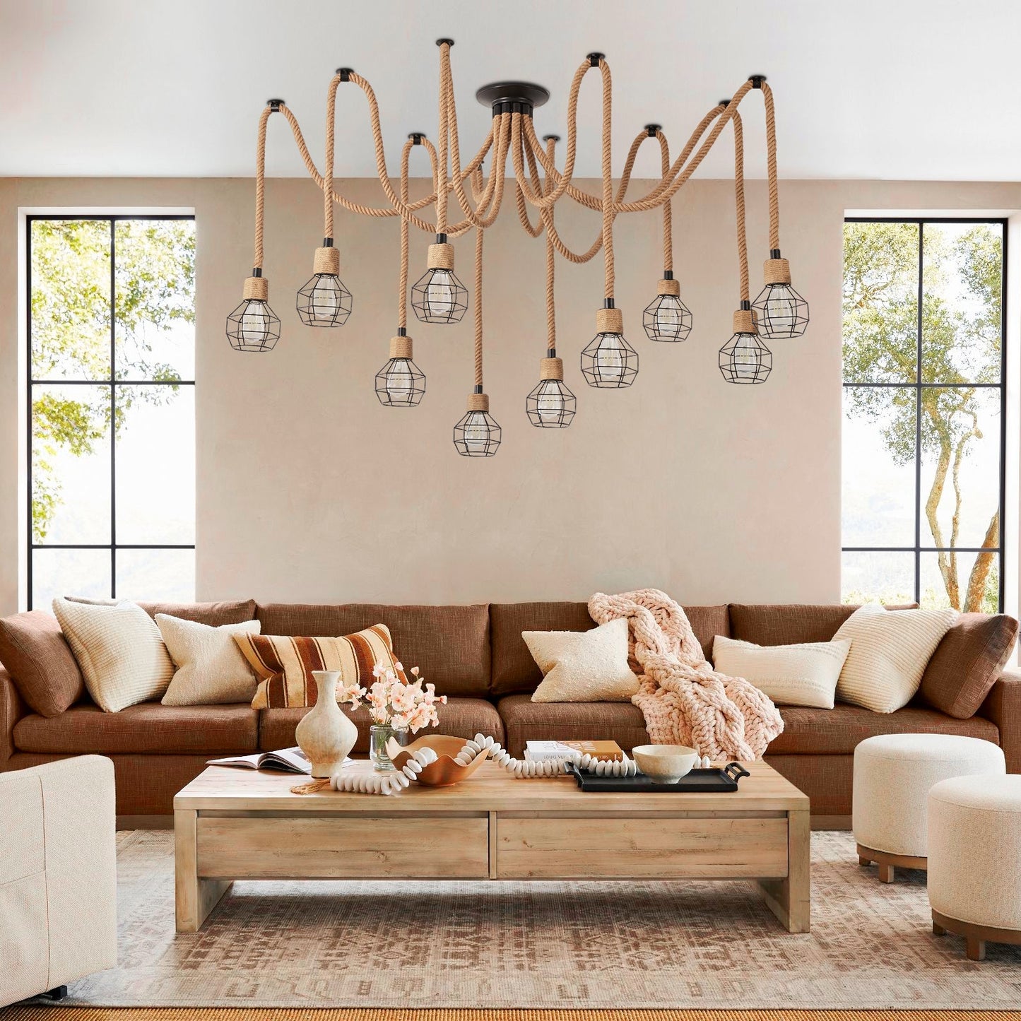 Hemp Rope Spider Chandelier