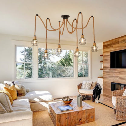 Hemp Rope Spider Chandelier