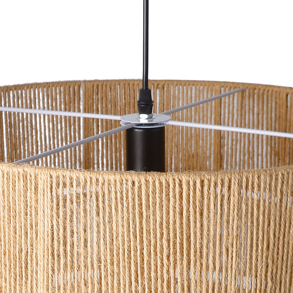 Three-Tier Jute Rope Drum Chandelier