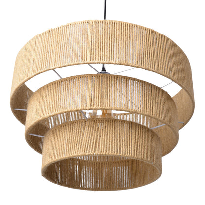 Three-Tier Jute Rope Drum Chandelier