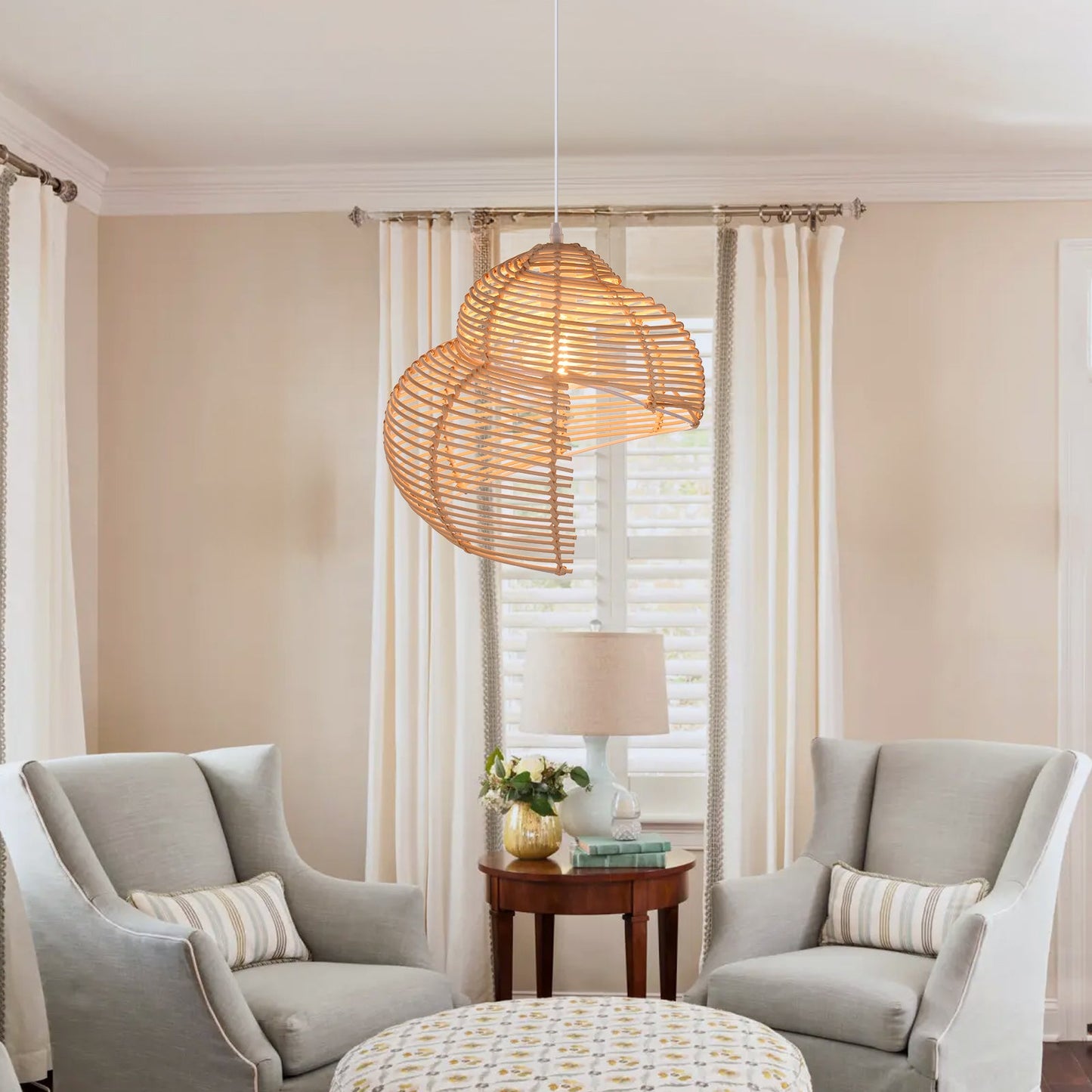Woven Rattan Ribbon Pendant Light