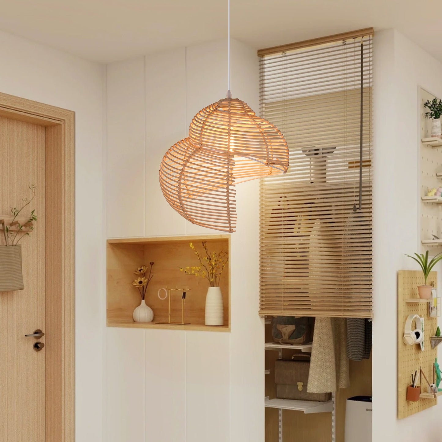 Woven Rattan Ribbon Pendant Light