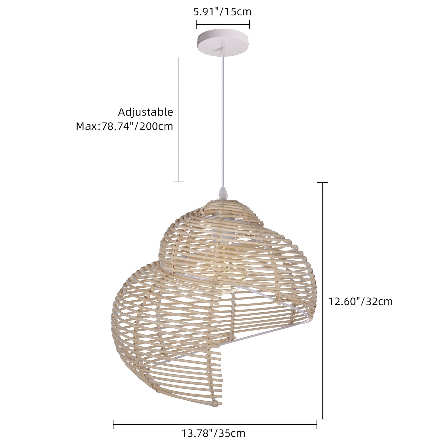 Woven Rattan Ribbon Pendant Light