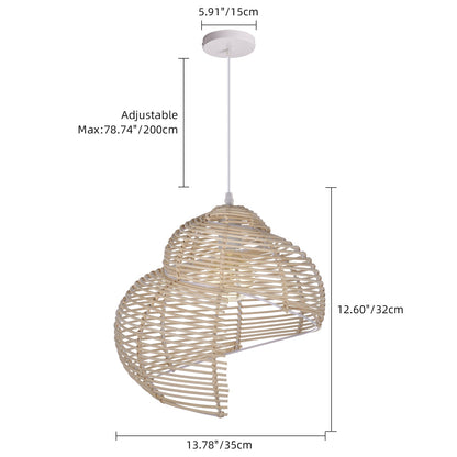 Woven Rattan Ribbon Pendant Light