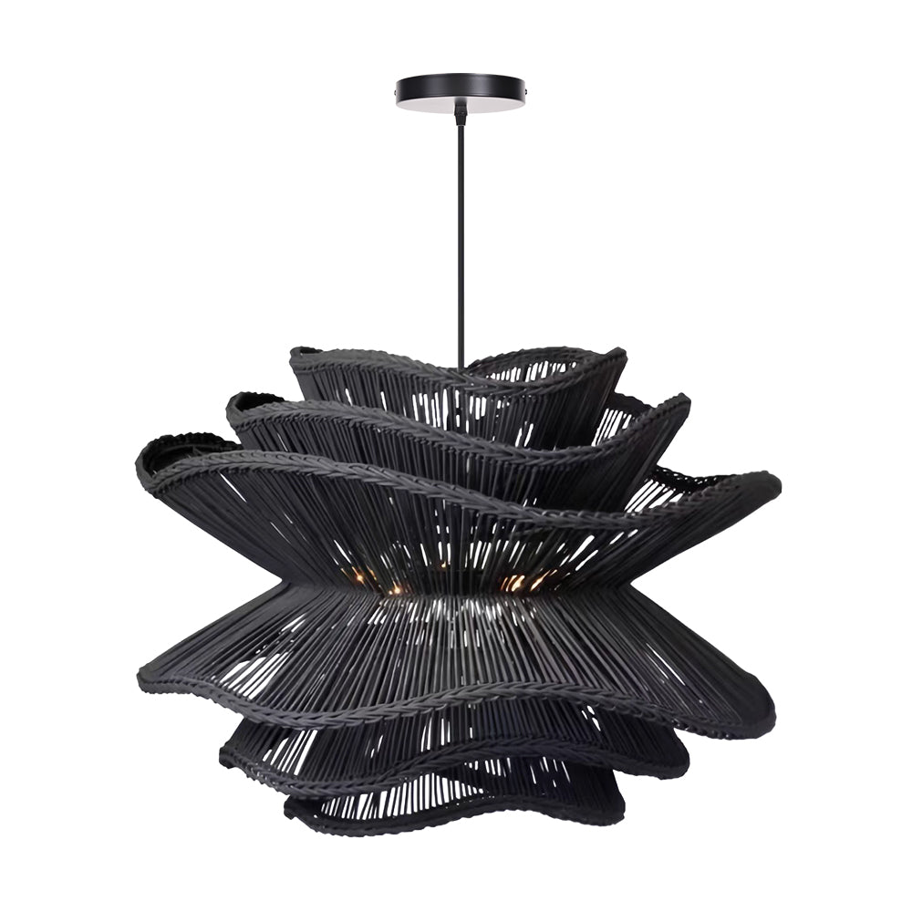 Flower Rattan Wicker Pendant Light