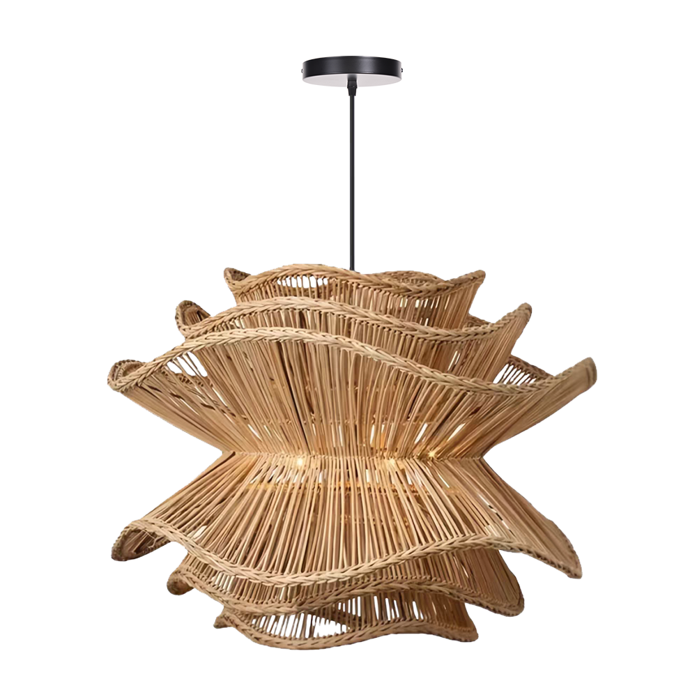 Flower Rattan Wicker Pendant Light