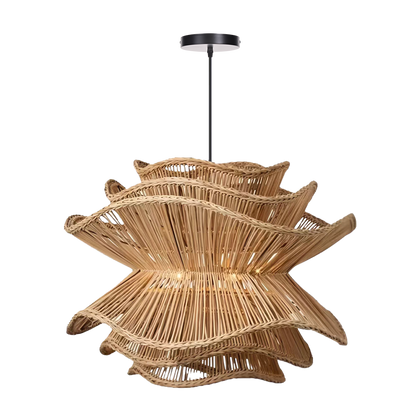 Flower Rattan Wicker Pendant Light