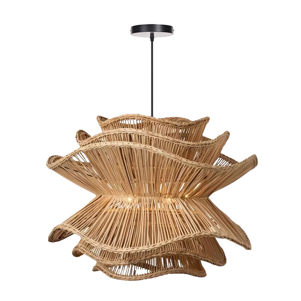 Flower Rattan Wicker Pendant Light