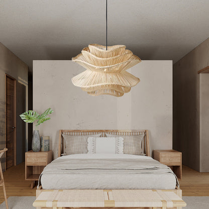 Flower Rattan Wicker Pendant Light