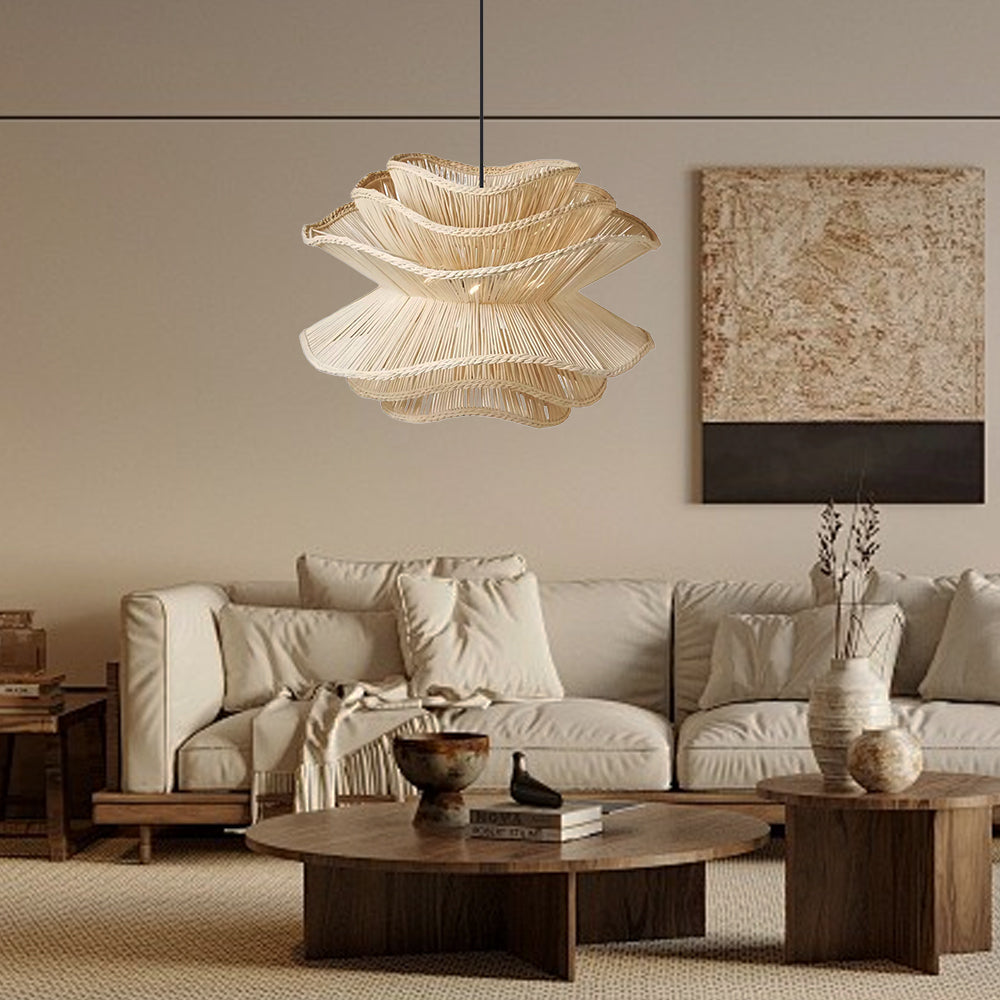Flower Rattan Wicker Pendant Light