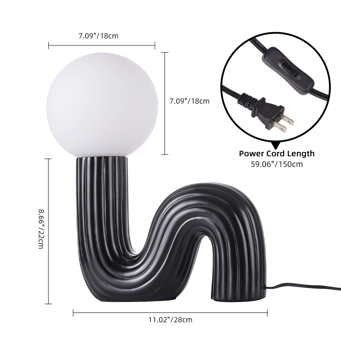 Memphis Wavy Ribbed Ceramic Table Lamp
