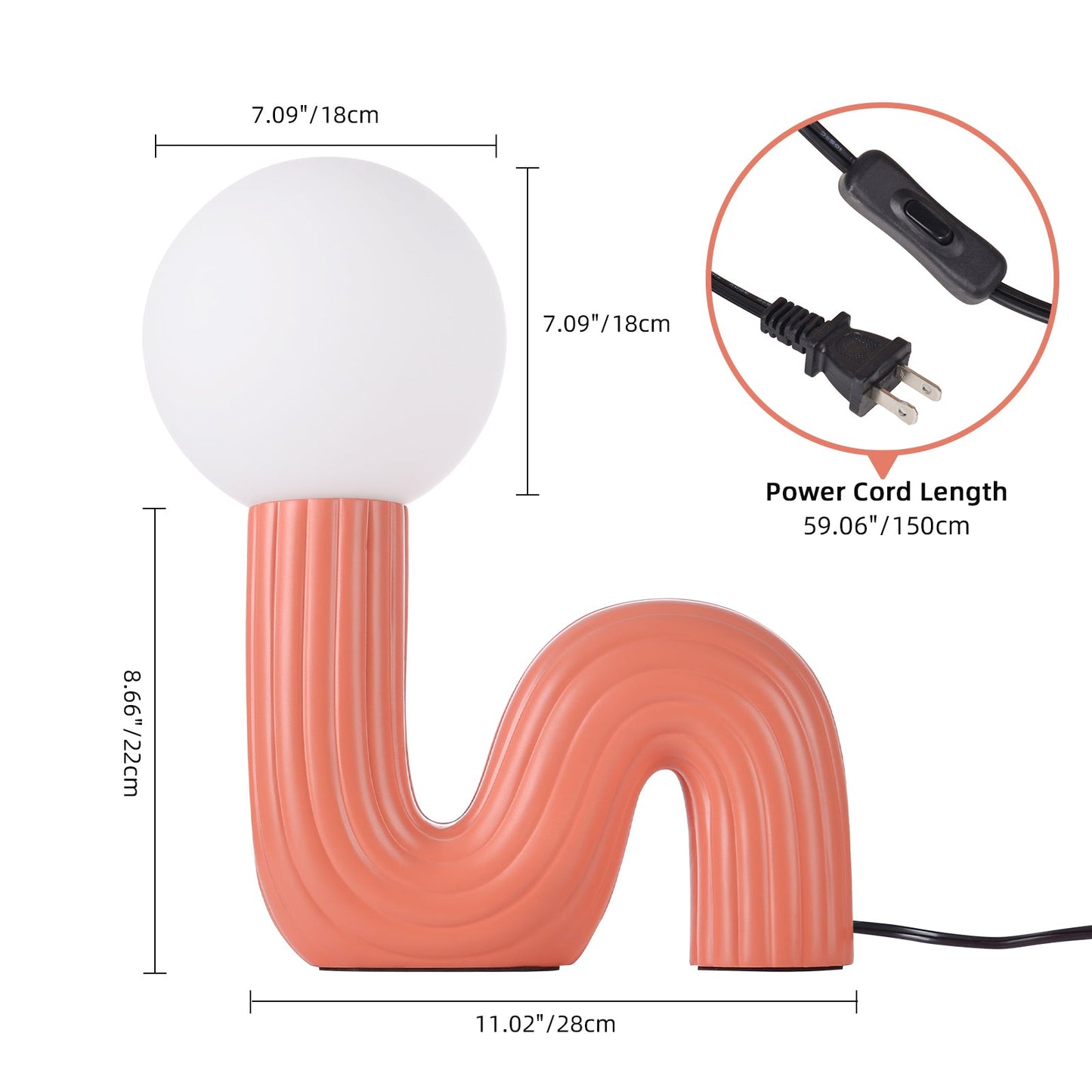 Memphis Wavy Ribbed Ceramic Table Lamp