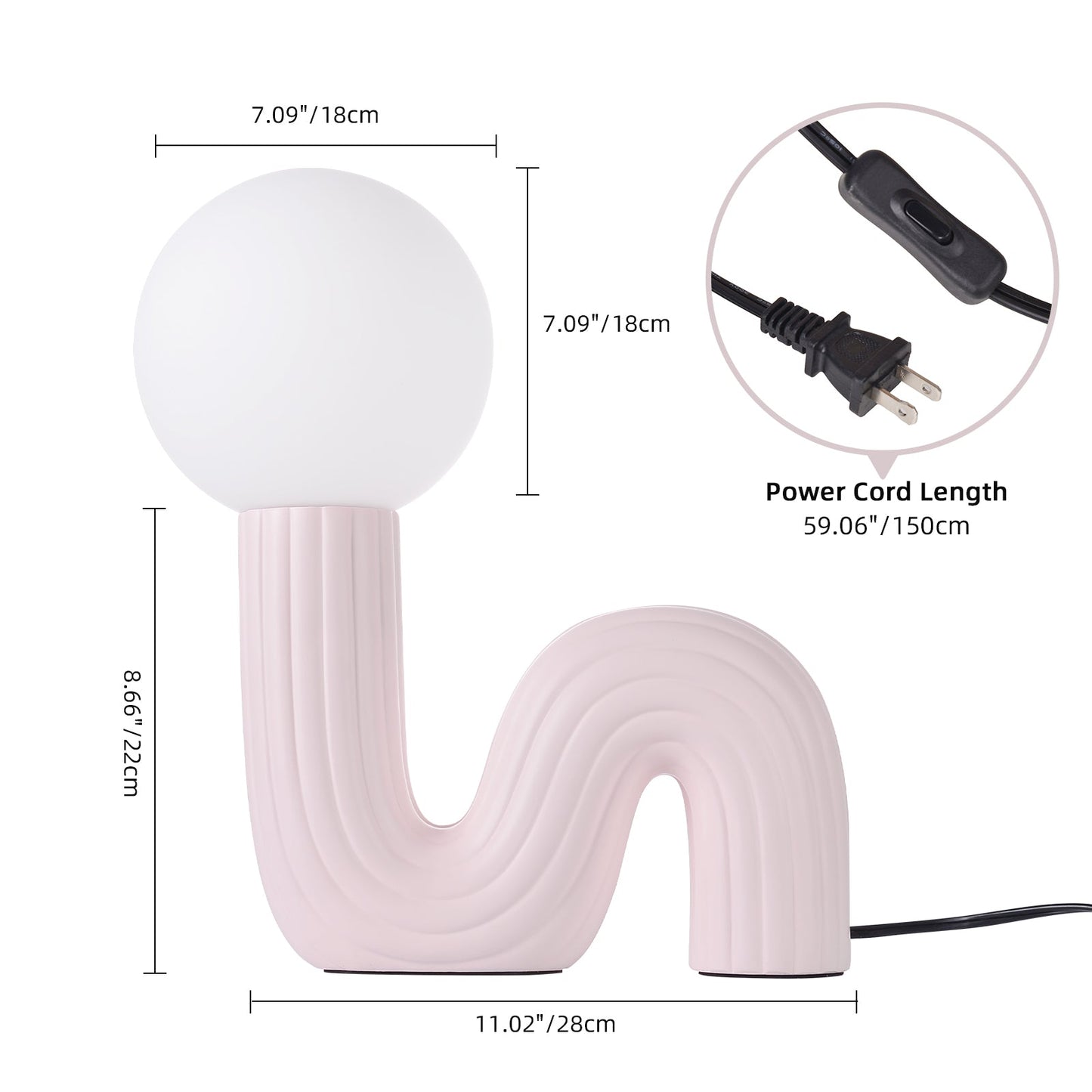 Memphis Wavy Ribbed Ceramic Table Lamp