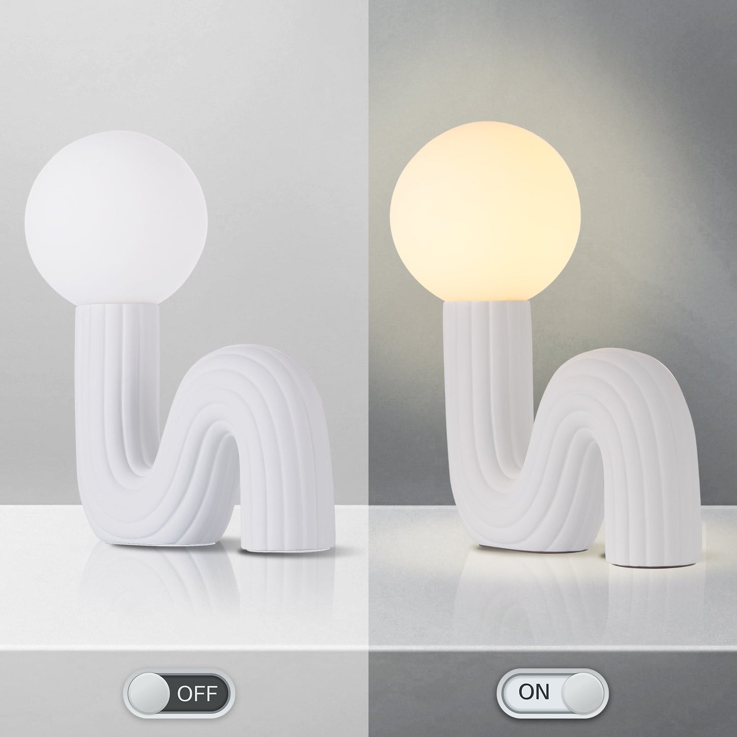 Memphis Wavy Ribbed Ceramic Table Lamp