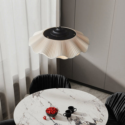 Two-Tier Pleated Lotus Pendant Light