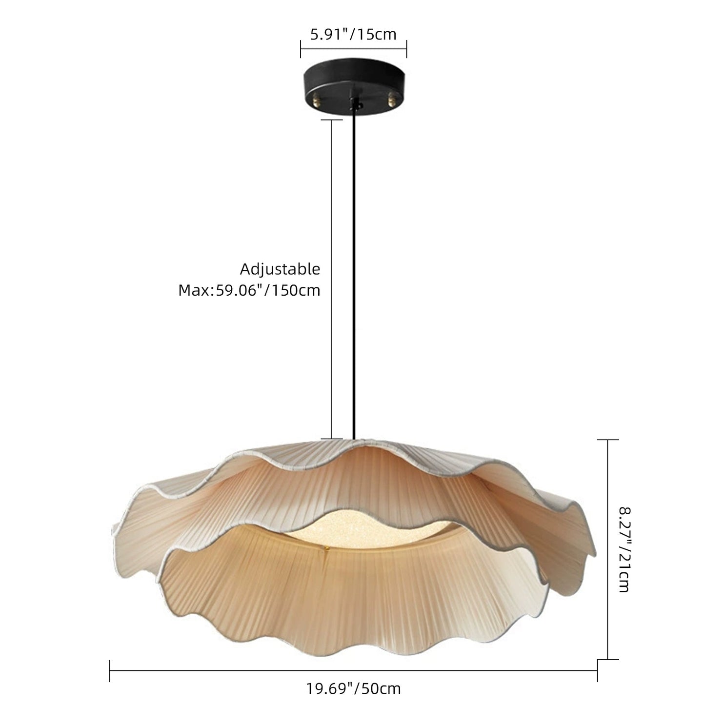 Two-Tier Pleated Lotus Pendant Light
