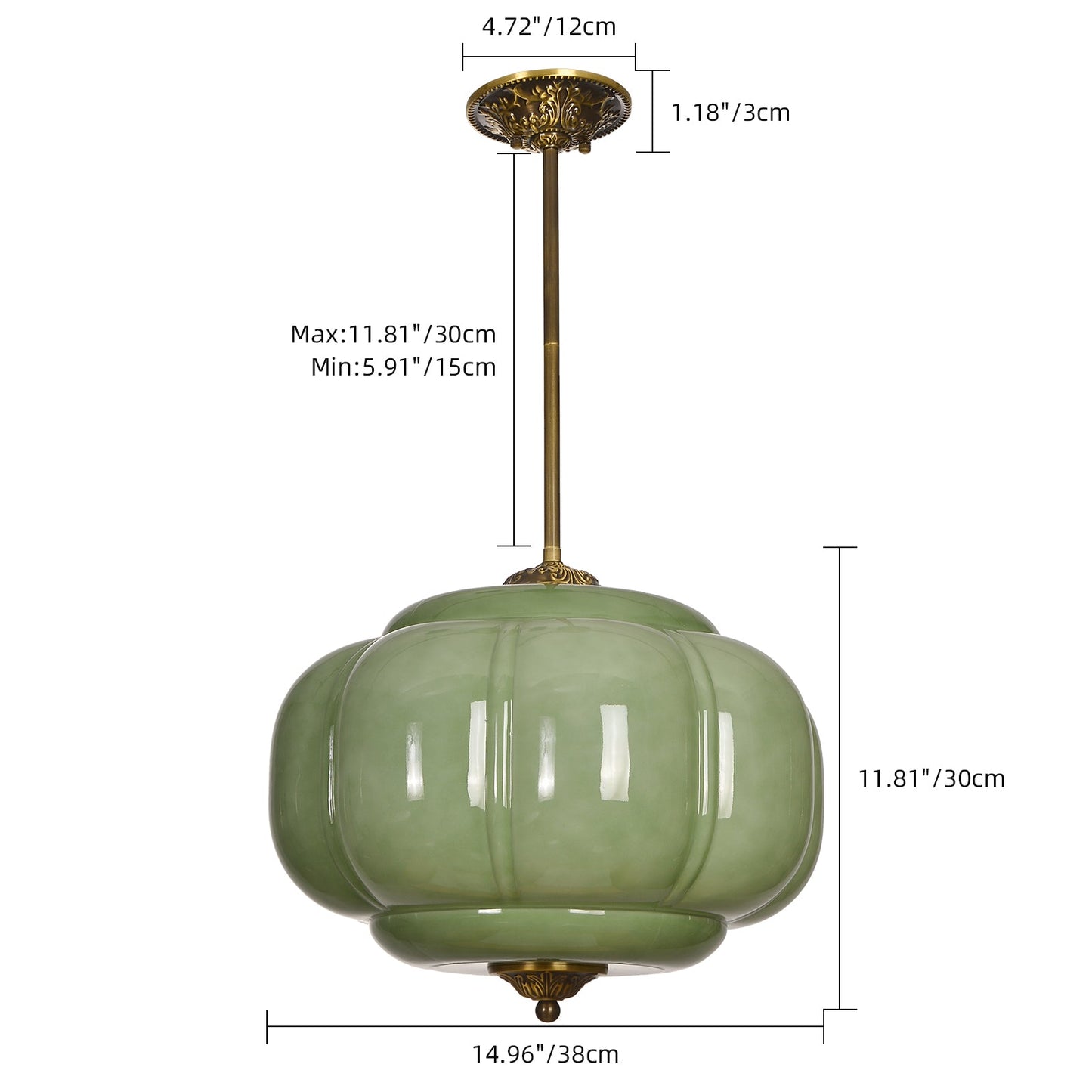 French Scalloped Melon Glass Pendant