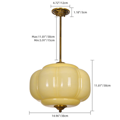 French Scalloped Melon Glass Pendant
