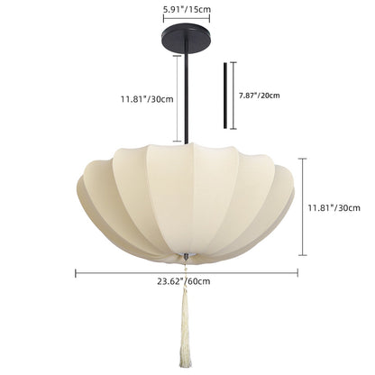 Pleated Silk Pumpkin Pendant with Tassel