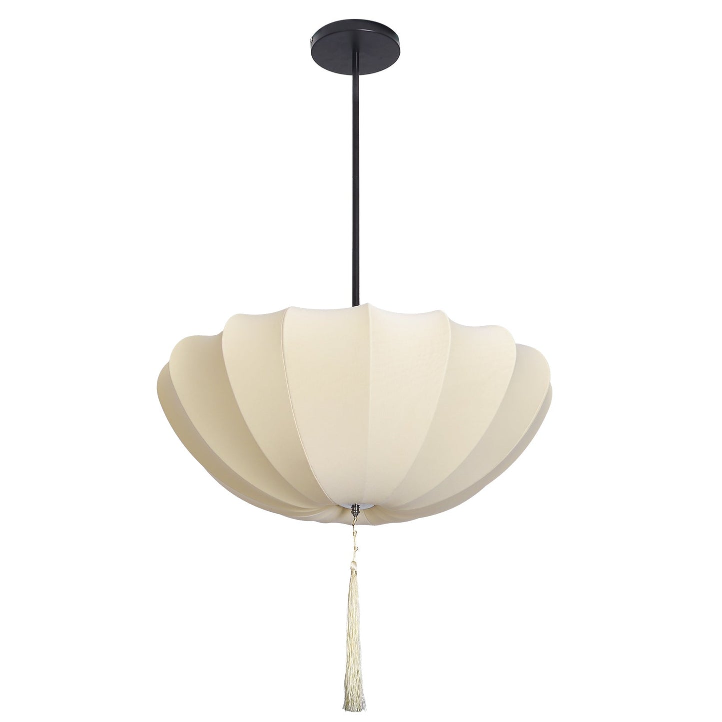 Pleated Silk Pumpkin Pendant with Tassel