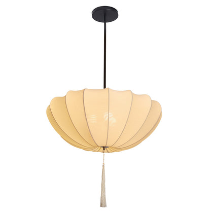 Pleated Silk Pumpkin Pendant with Tassel