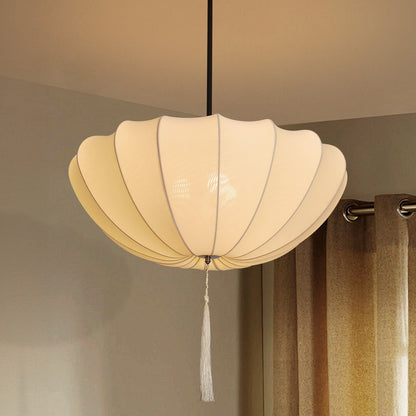 Pleated Silk Pumpkin Pendant with Tassel