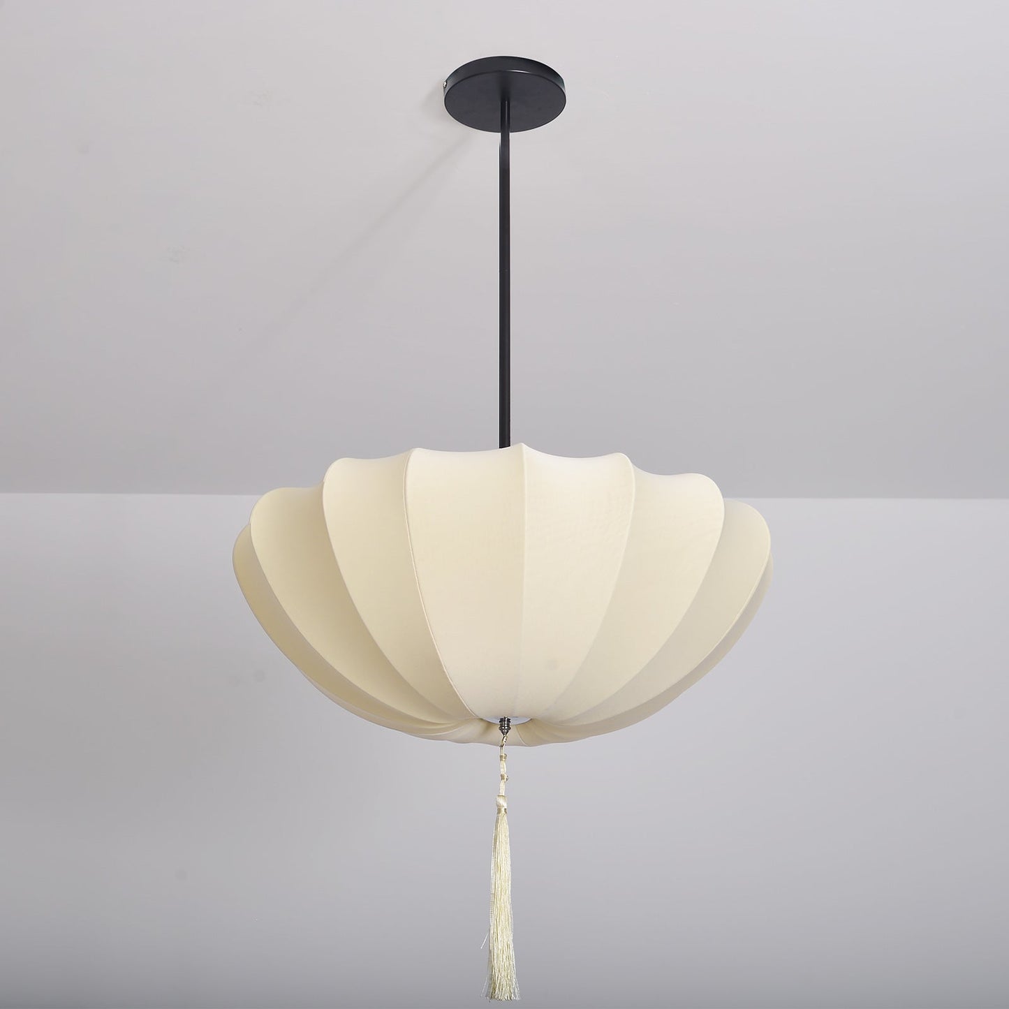 Pleated Silk Pumpkin Pendant with Tassel