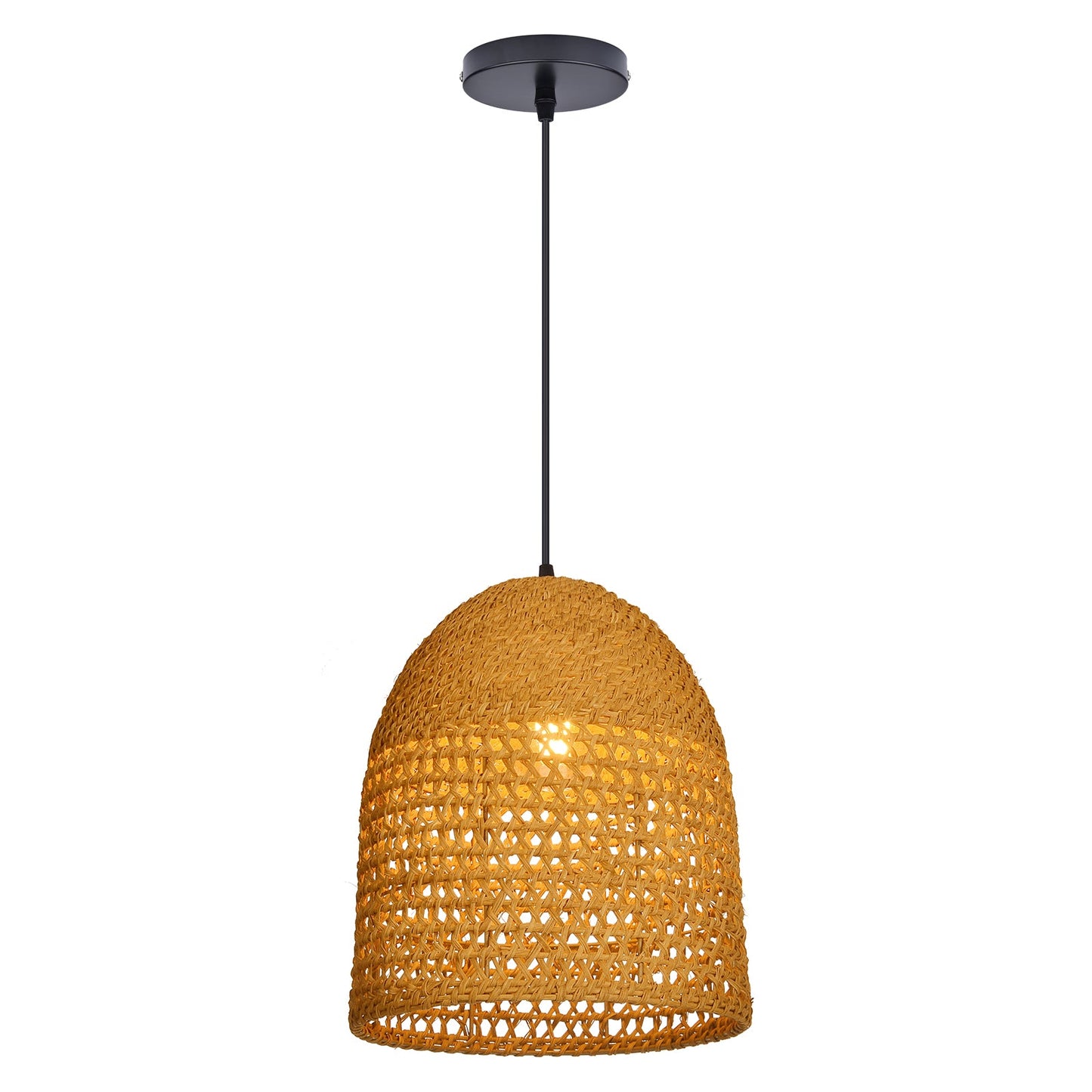 Open-Weave Straw Dome Pendant Light