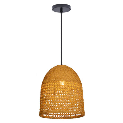 Open-Weave Straw Dome Pendant Light