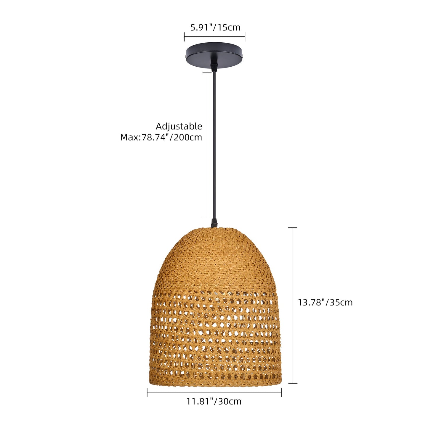 Open-Weave Straw Dome Pendant Light