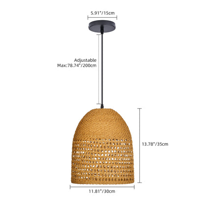Open-Weave Straw Dome Pendant Light