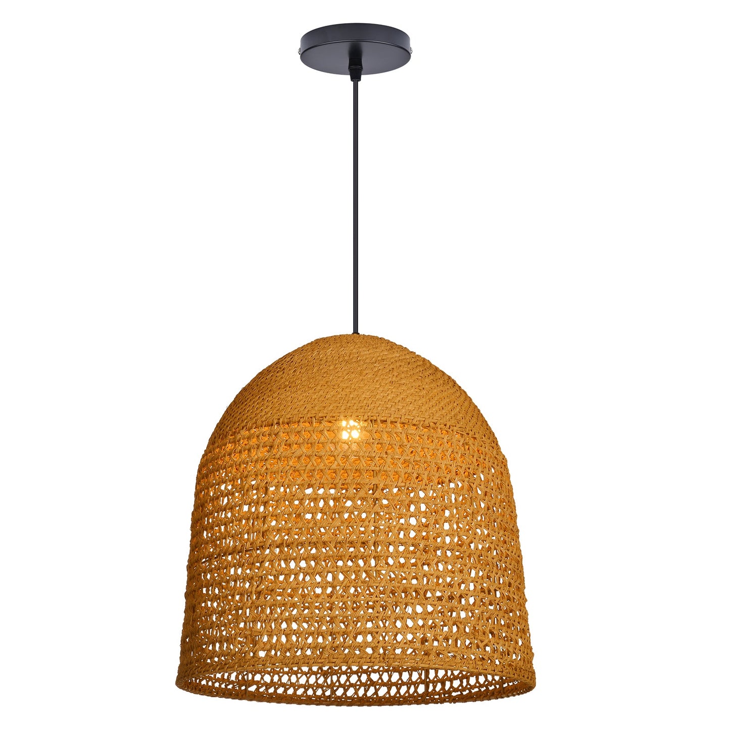 Open-Weave Straw Dome Pendant Light