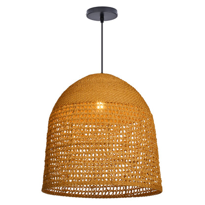 Open-Weave Straw Dome Pendant Light