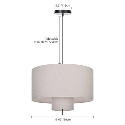 Nested Linen Drum Pendant Light