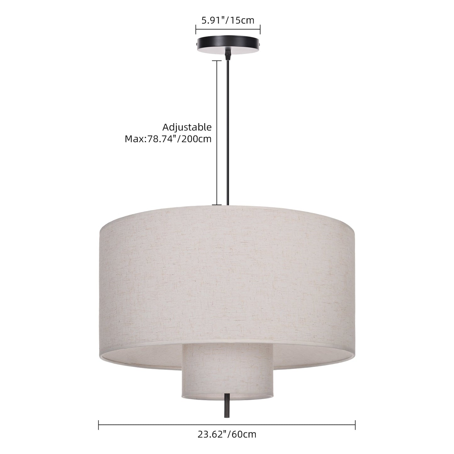 Nested Linen Drum Pendant Light