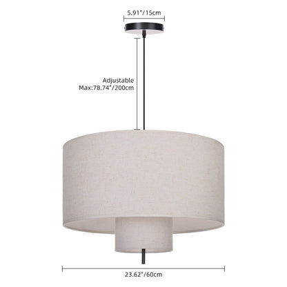 Nested Linen Drum Pendant Light