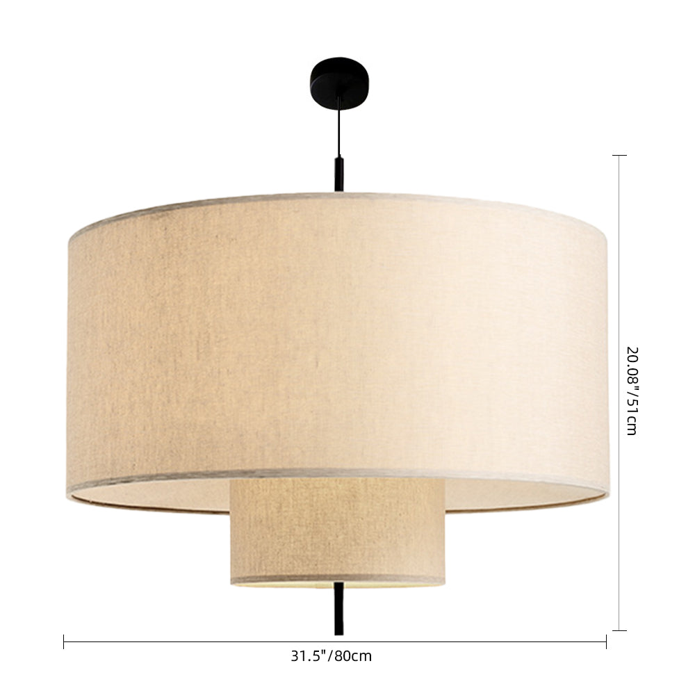 Nested Linen Drum Pendant Light