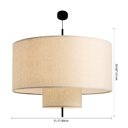 Nested Linen Drum Pendant Light