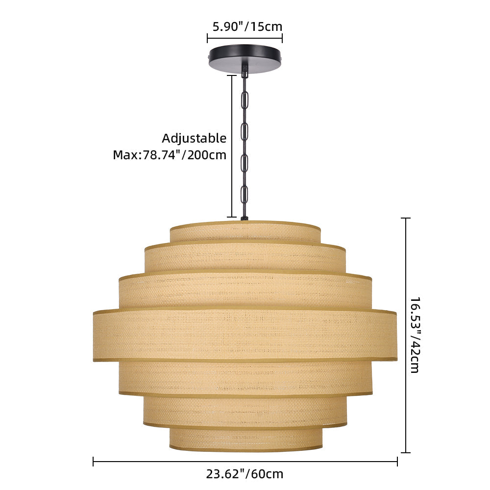 Tiered Wood Veneer Pagoda Chandelier