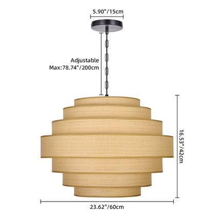 Tiered Wood Veneer Pagoda Chandelier