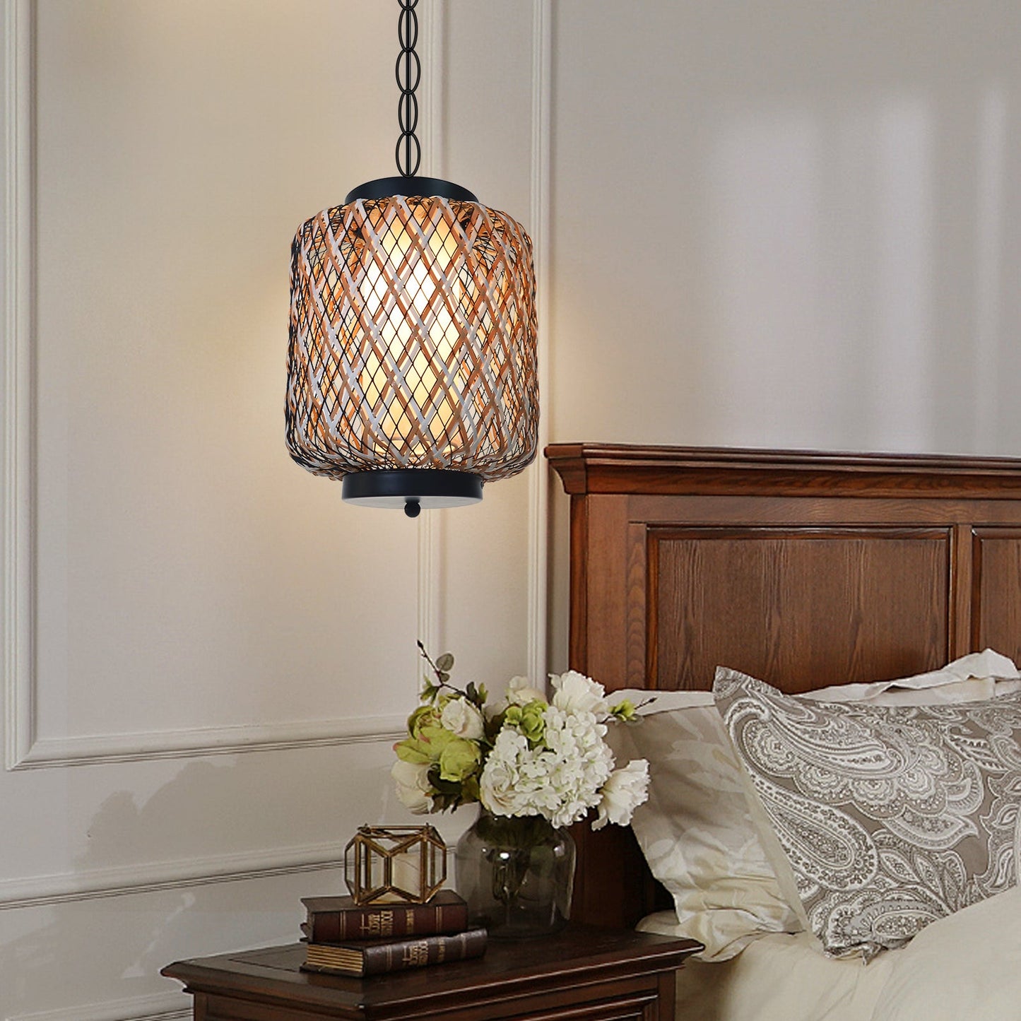 Bamboo Mesh Lantern Pendant Light