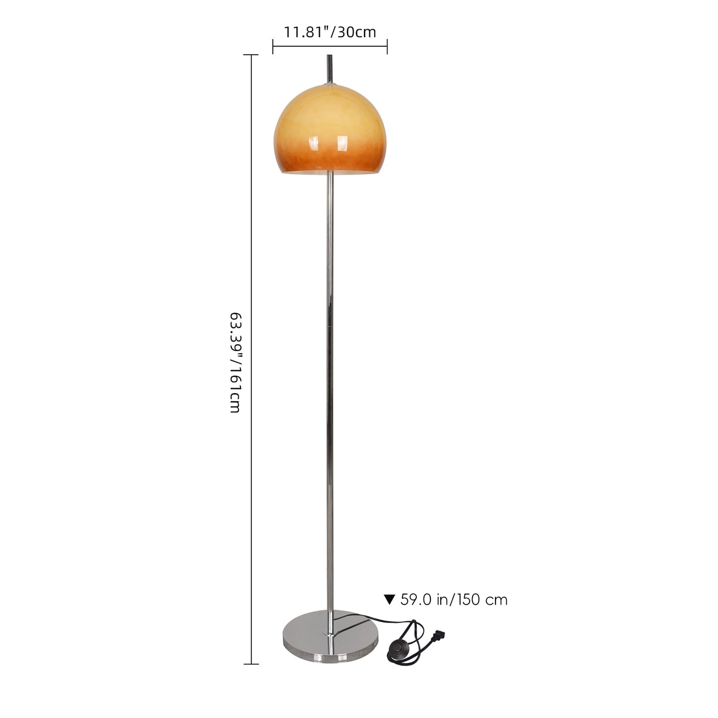 Amber Glass Mushroom Floor Lamp