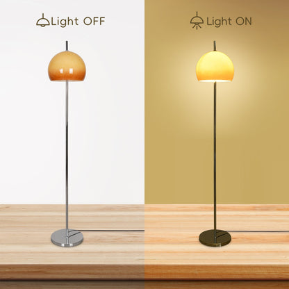 Amber Glass Mushroom Floor Lamp