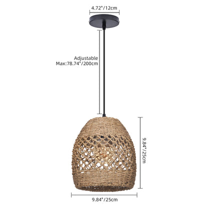 Seagrass Open Lattice Dome Pendant