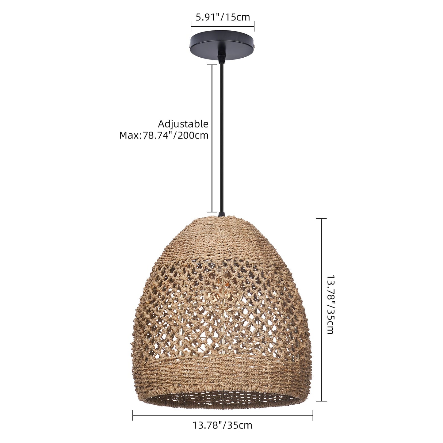 Seagrass Open Lattice Dome Pendant