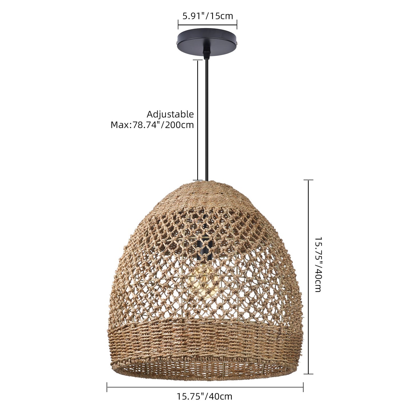 Seagrass Open Lattice Dome Pendant