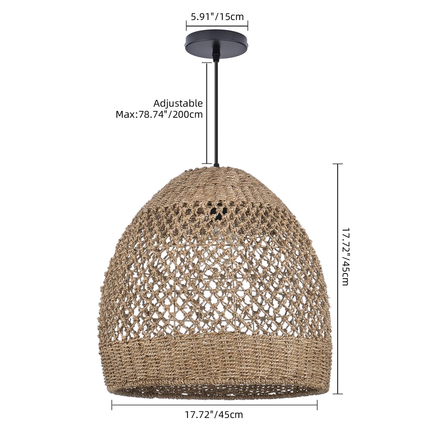 Seagrass Open Lattice Dome Pendant