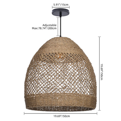 Seagrass Open Lattice Dome Pendant